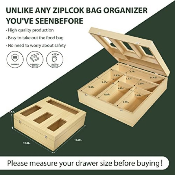 Bamboo ziplock storage organizer - Picture 10 of 10
